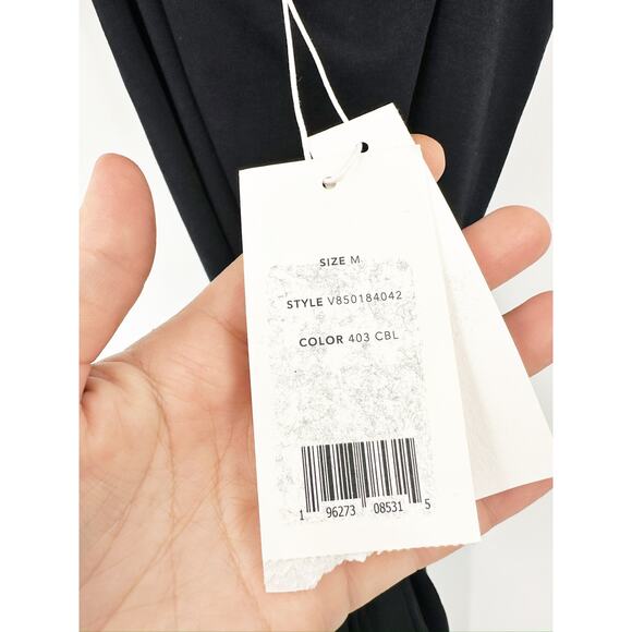 Vince Black Belted Square Neck Sleeveless Midi Dress Size Medium NWT - Picture 3 of 4